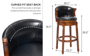English Elm Cow Leather Swivel Barstool Solid Hardwood Frame 360 Spin Kitchen Counter Seating W2195P399438