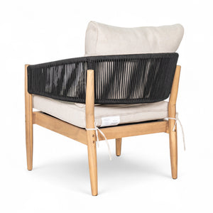 English Elm Christopher Knight Home® - Verona Outdoor Club Chairs Set Of 2 - Stylish Acacia Wood, Beige Cushions & Black Rope Accents N775P309256B