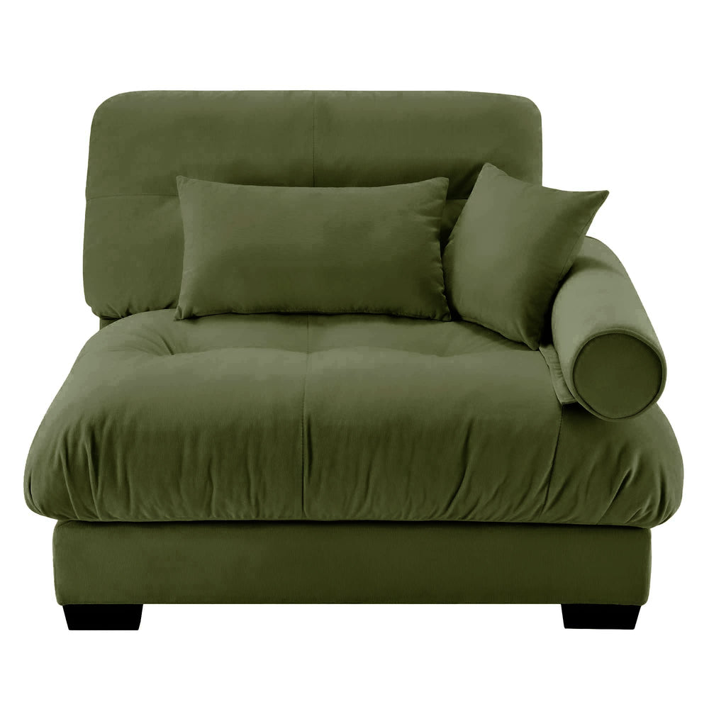 English Elm Milano Velvet Sectional Sofa with Bolster Arms Cloud Cushions for Glamorous Living Rooms W714P293265