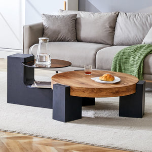 English Elm The Two Tier Detachable Mdf Coffee Table for Flexible Modern Living Room Style W1151P184838
