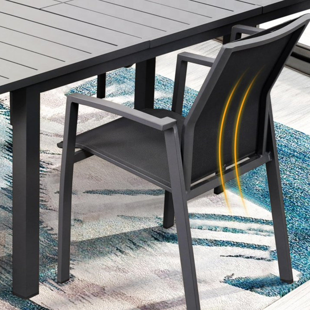 English Elm Set of 4 Stackable Outdoor Aluminum Dining Chairs with Mesh Seats for Patio Decks Gray B082P455121