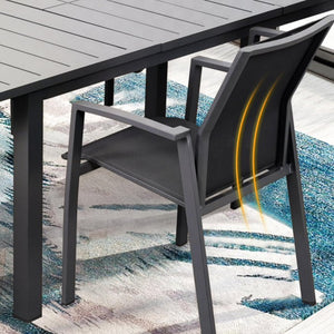 English Elm Set of 4 Stackable Outdoor Aluminum Dining Chairs with Mesh Seats for Patio Decks Gray B082P455121