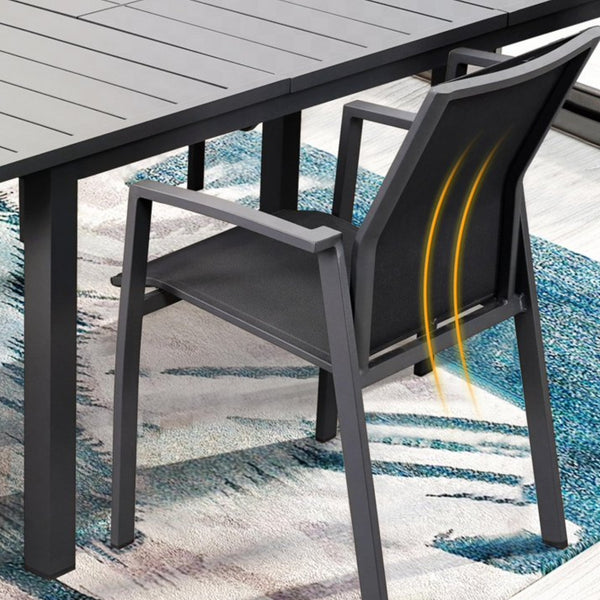 English Elm Set of 4 Stackable Outdoor Aluminum Dining Chairs with Mesh Seats for Patio Decks Gray B082P455121