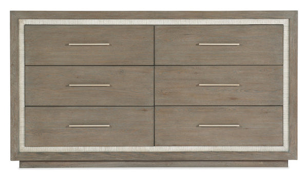 Hooker Furniture Serenity Malibu Two-Tone Six-Drawer Dresser — Coastal Gray Washed Oak, Soft-Close, Cedar & Jewelry Tray 6350-90002-95