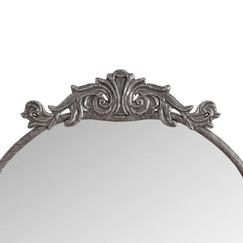 English Elm 58"X24" Arched Full Body Mirror - Vintage Ornate Antique Silver Wall Decor For Living Rooms & Bedrooms W757P286274