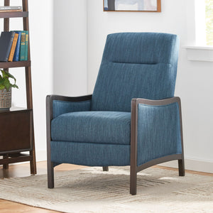 English Elm Christopher Knight Home® - Fabric Recliner Chair Mid-Century Push-Back Upholstered Armchair with Thick Cushion and Birch Frame Navy Blue 70449.00