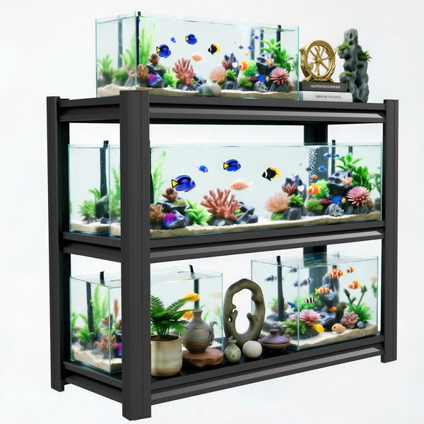 English Elm 30-40 Gallon Aquarium Steel Rack Three Tier Heavy Duty Fish Tank Stand for Home T2398P480395