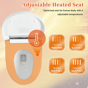 English Elm Smart toilet One-Piece Elongated Heated Seat with Foot Sensor, Dual Flush, Auto-LED Night Light, IPX4 Waterproof and Soft-Close Comfort Bowl (White) N753P222587W