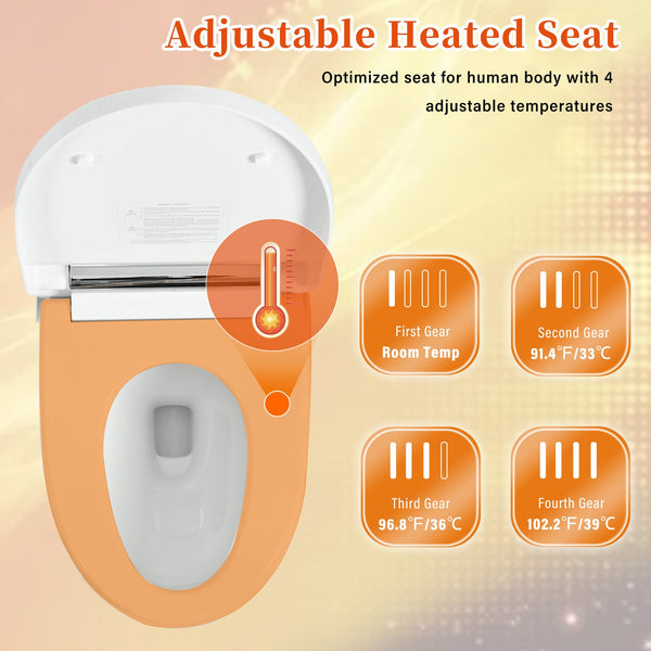 English Elm Smart toilet One-Piece Elongated Heated Seat with Foot Sensor, Dual Flush, Auto-LED Night Light, IPX4 Waterproof and Soft-Close Comfort Bowl (White) N753P222587W