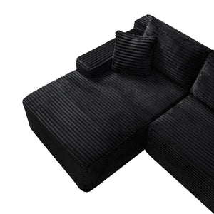 English Elm 106.3" Jumbo Corduroy L-shaped Sectional Deep Seat Sofa No Assembly Modern Living W5515S00038