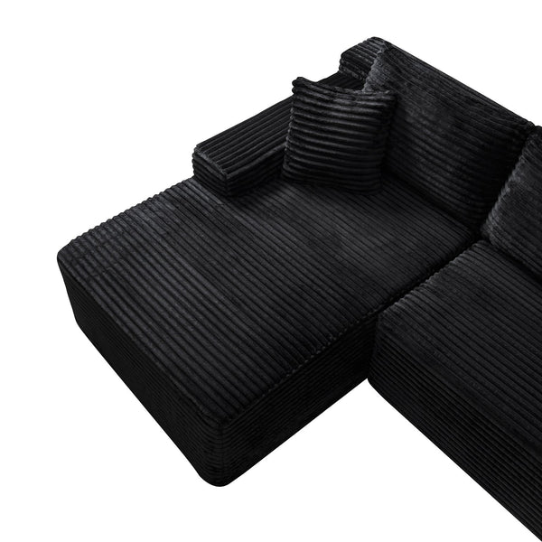 English Elm 106.3" Jumbo Corduroy L-shaped Sectional Deep Seat Sofa No Assembly Modern Living W5515S00038