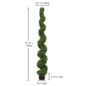 English Elm 6ft Faux Spiral Topiary Trees Uv Resistant Potted Boxwood Set for Porch or Patio W2945P379269