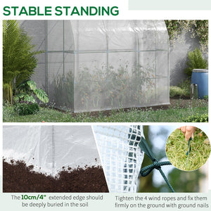 English Elm Outsunny Walk-in Lean-to Greenhouse with Pe Cover Roll-up Window and Ground Stakes W2225P217644