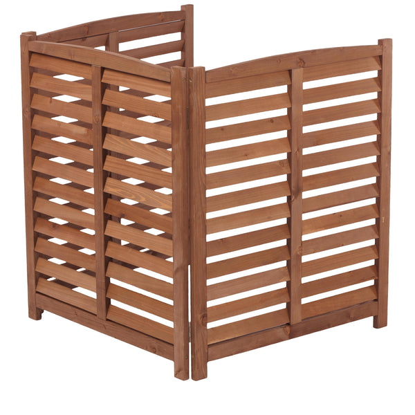 English Elm 3-panel Slatted Wood Outdoor Privacy Screen for Ac Units Trash Enclosures Gardens Brown W2640P272036