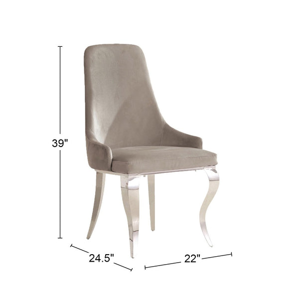 English Elm Set Of 2 Velvet Side Chairs - Luxurious Grey Upholstery & Polished Chrome Legs For Modern Elegance B016P225431-GIGA