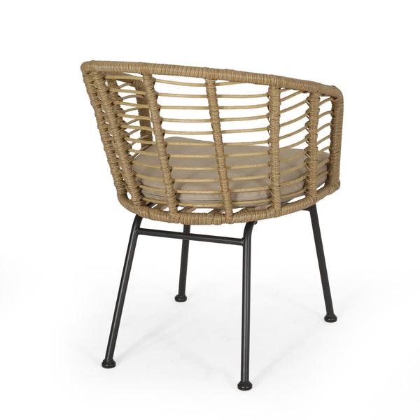 English Elm Randy Outdoor Woven Rattan Accent Chair Set of Two for Patio or Balcony Use N769P334784A