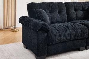 English Elm Sofa-a Three Seat Chenille Upholstered Sofa with Pleated Panels for Modern Living Rooms W2100P383470
