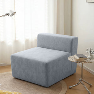 English Elm Cube Velvet Lounge Chair Dense Foam Compact Seat for Bedroom or Studio Apartment W3670P355744