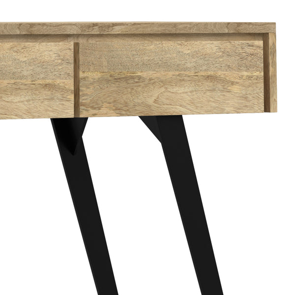 English Elm Lowry Natural Mango Wood Console Sofa Table with 3 Drawers, Industrial Metal Legs, 60" Long B136P203469