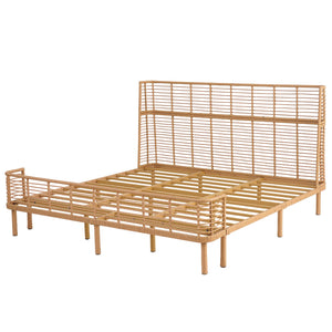 English Elm Christopher Knight Home® - King Gorgeous Sleek Grid PE Wicker Bed with High Wing Back, Metal Frame Support, Breathable Rattan Elegance N758P294450N