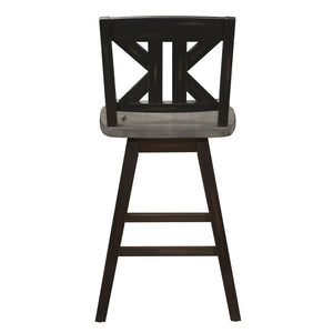 English Elm Counter Height Chairs Set Of 2, Rustic Black Gray Swivel Design, Ergonomic Rubberwood Comfort B011P194599