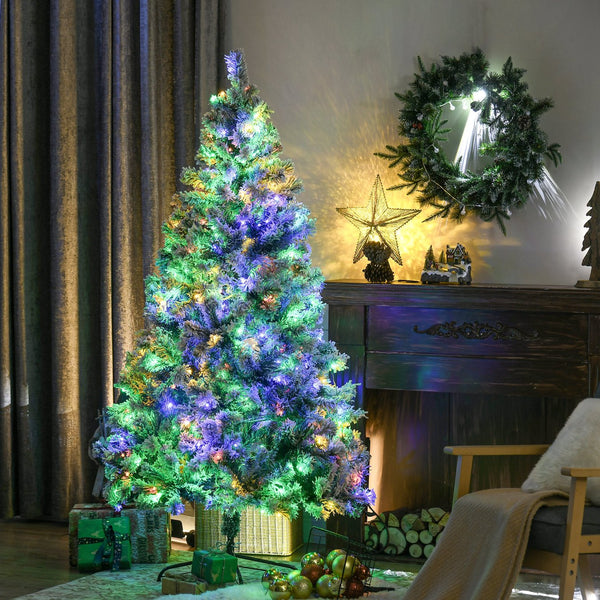English Elm Homcom 6Ft Prelit Artificial Christmas Tree With 607 Snow-Flocked Branches & 350 Led Lights Option W2225P249642
