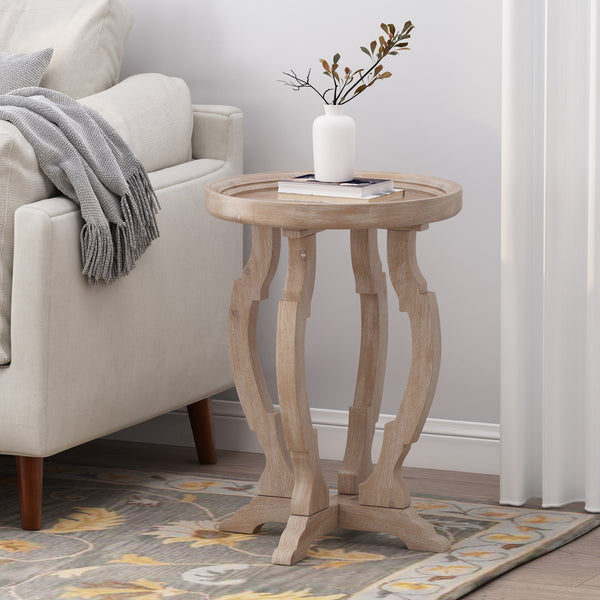 English Elm Christopher Knight Home® - End Table - French Country Charm With Hourglass Design, Distressed Wood Look For Any Living Space N771P239466K