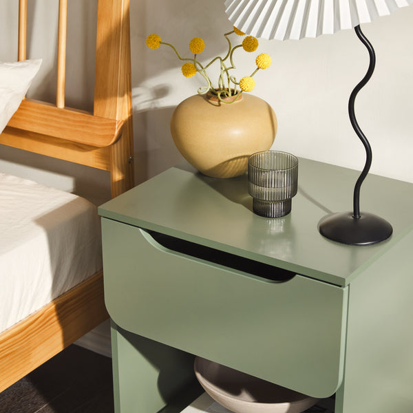 Domm Modern Scandinavian Nightstand with Open Cubby, Sleek Design & Quick 30-Minute Assembly