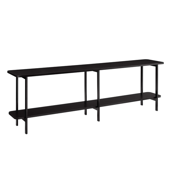 English Elm Celine 71" Console Table in Black - 2-Shelf MDF Veneer Top, Carbon Steel Legs, Fits 60" TVs, Stylish Display B365P397670