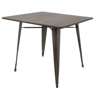 English Elm 36"-farmhouse Square Bamboo Dining Table Seats Four with Industrial Metal Base B202P223352