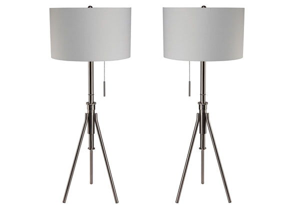 English Elm Vintage Tripod Floor Lamp with Stained Gold Metal Legs, Ivory Shade, Pull Switch, Adjustable Height Brushed Chrome 21 L x 21 W x 22 H B2741P317232