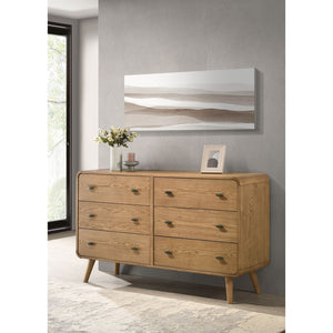 English Elm Winston Six Drawer Mid-century Dresser with Walnut Veneer Finish and Tapered Legs Light Ash B062P451714