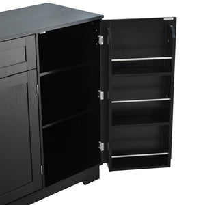 English Elm U_style Contemporary Buffet Cabinet Melamine Mdf Dining Room Storage with Adjustable Shelves Black N711P437643B