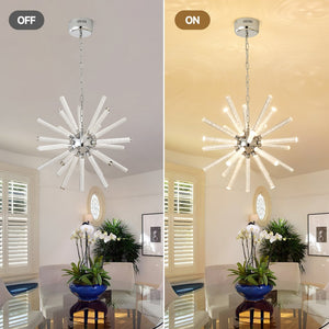 English Elm 24-light Bubble Glass Pillar Chandelier Silver Sculptural Pendant for Dining Entryway W5008P391472