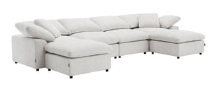 English Elm Naveen Ivory Linen 6-Piece Modular Sectional Set With Ottoman For Ultimate Comfort & Customization B2726S00420