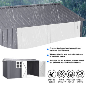 English Elm 8*12 Galvanized Steel Storage Shed Sloped Roof Weather Resistant Outdoor Structure W2911P205961