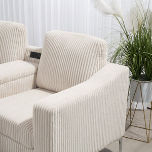 English Elm Convertible Sectional Sofa With Storage Ottoman, Cupholders & Usb Ports - Modern Comfort For Living Spaces W3098S00034