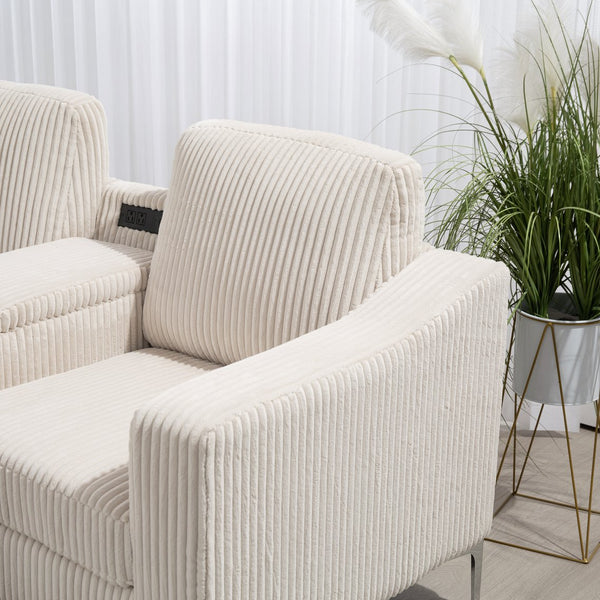 English Elm Convertible Sectional Sofa With Storage Ottoman, Cupholders & Usb Ports - Modern Comfort For Living Spaces W3098S00034