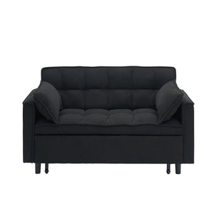 English Elm 54.30 Convertible Sofa Bed Beige Black Pink-Gray Fabric 2-Seater Solid Wood Frame 500lb Capacity PMID W1658P194082