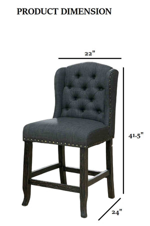 English Elm Rustic 2Pc Counter Height Chair Set With Wingback Design, Distressed Trim & Antique Black Finish B2741P408967-GIGA