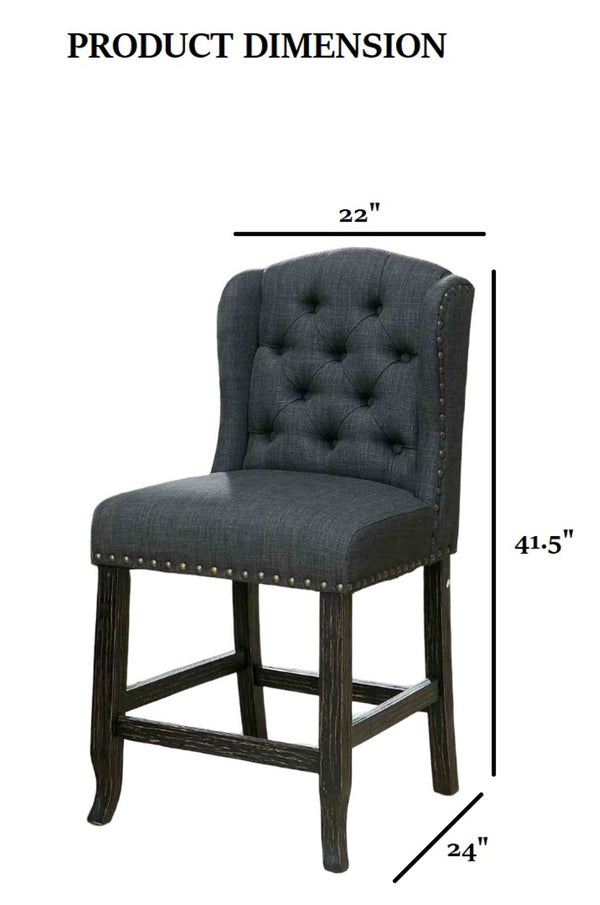 English Elm Rustic 2Pc Counter Height Chair Set With Wingback Design, Distressed Trim & Antique Black Finish B2741P408967-GIGA