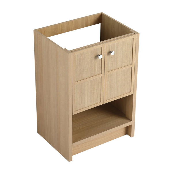 English Elm 24" Modern Freestanding Bathroom Vanity Oak Plywood with Soft-Closing Doors & Open Shelf Storage W1972P268402