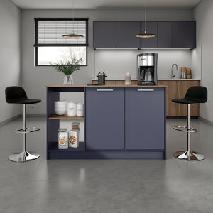 English Elm Kitchen Island Alby Blue & Natural Oak with 2 Doors, 6 Shelves for Compact Kitchens and Prep Space Blue Multi 64.96 L x 24.02 W x 4.72 H B097S00220