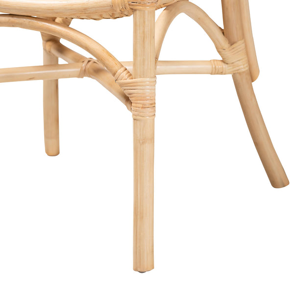 English Elm Modern Rattan Dining Chair with Curved Open Back and Sculptural Crisscross Base B2750P470044