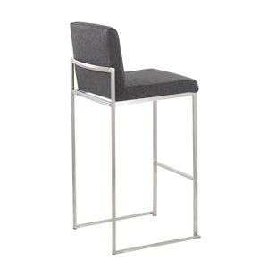 English Elm Contemporary High Back Upholstered Barstool Set with Black Steel Frame for Kitchen B202P222191