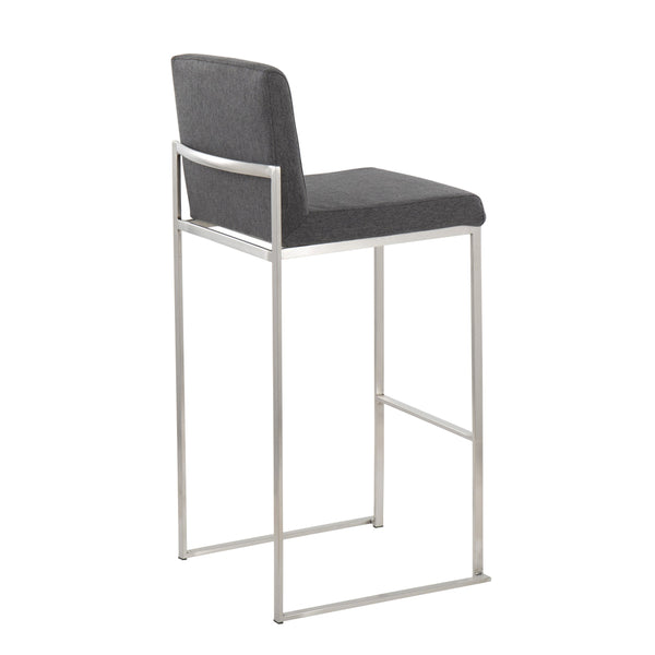 English Elm Contemporary High Back Upholstered Barstool Set with Black Steel Frame for Kitchen B202P222191