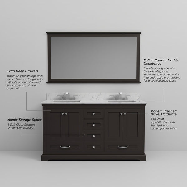 English Elm Espresso Double Sink Vanity - Elegant 60" Bathroom Cabinet With Ample Storage & Soft-Close Drawers B2731P258249