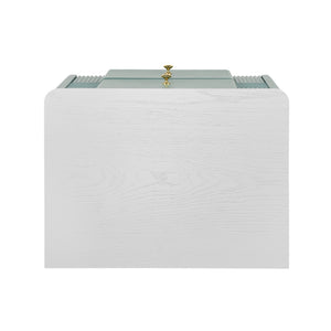 English Elm Christopher Knight Home® - Modern Fluted Nightstand with Two Drawers and Gold Legs, Sleek Textured Bedside Table for Stylish Storage and Easy Cleaning Green 23 L x 18 W x 18 H N761P285710F