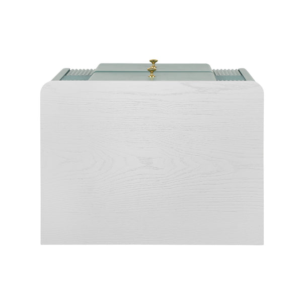 English Elm Christopher Knight Home® - Modern Fluted Nightstand with Two Drawers and Gold Legs, Sleek Textured Bedside Table for Stylish Storage and Easy Cleaning Green 23 L x 18 W x 18 H N761P285710F