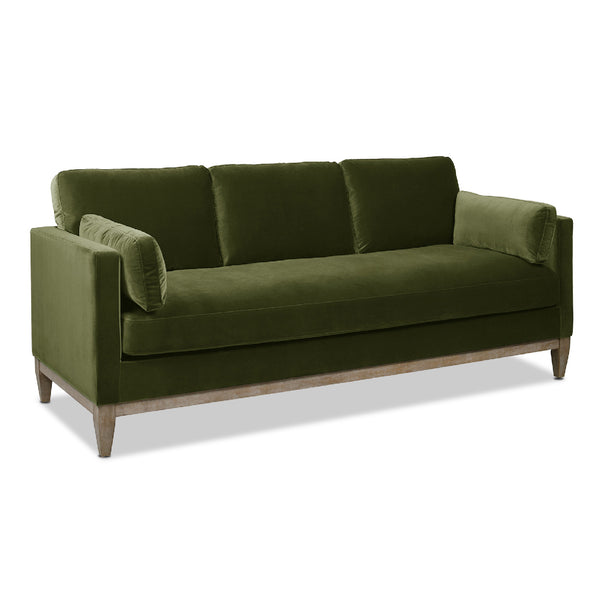 English Elm Jennifer Taylor Home - Knox 84" Modern Farmhouse Sofa In Olive Green Velvet - Durable, Cozy, And Easy-Care Comfort For Homes B2719P238333